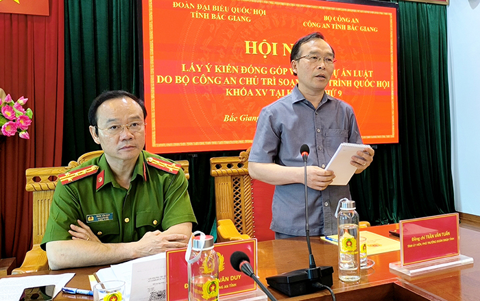 Công an Bắc Giang tổ chức Hội nghị lấy ý kiến đóng góp vào các dự thảo Luật do Bộ Công an chủ trì soạn thảo -1