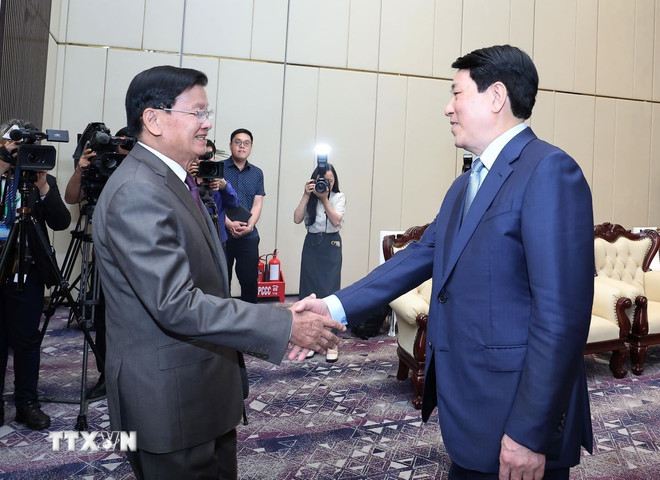 Chủ tịch nước Lương Cường tiếp Tổng Bí thư, Chủ tịch nước Lào -0