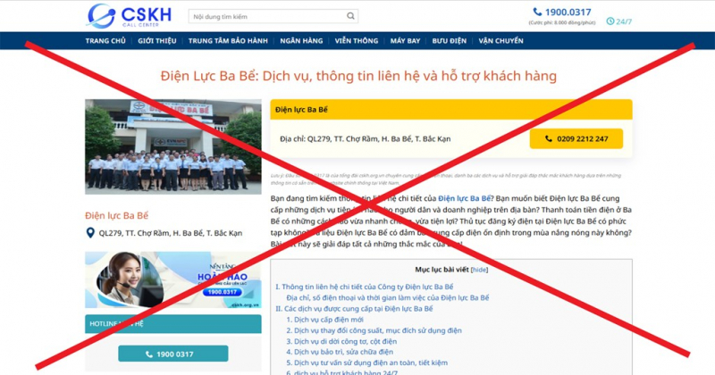 Cảnh báo trang web lừa đảo, giả mạo Tổng công ty Điện lực miền Bắc -0