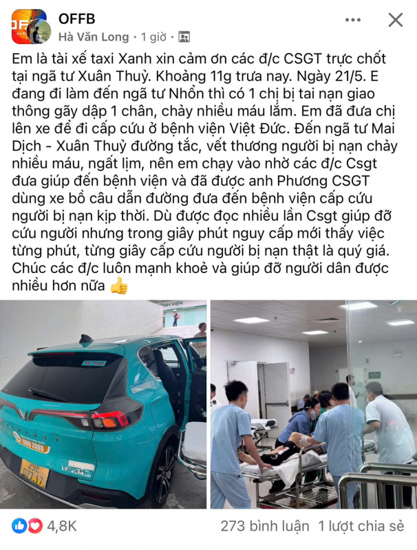 Lời cảm ơn chân thành cán bộ CSGT giúp người dân gặp nạn -0
