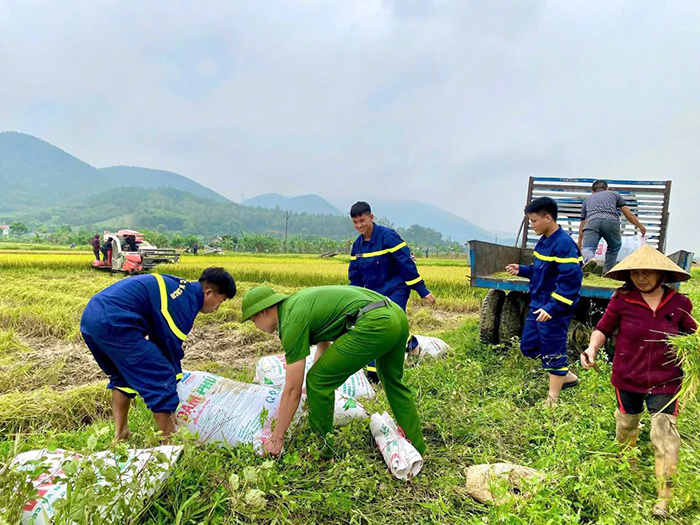 Cảnh sát PCCC & CNCH giúp dân thu hoạch lúa sau mưa lớn -0