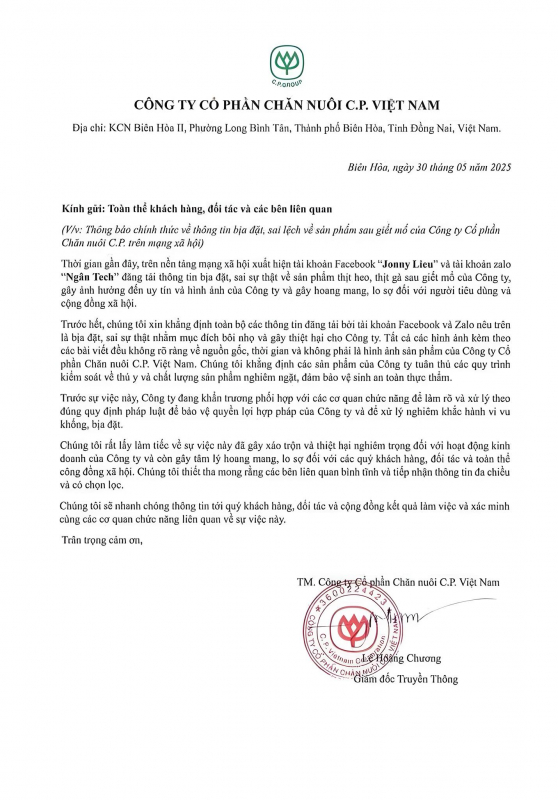 Ông lớn chăn nuôi C.P phản hồi gì trước thông tin tố trà trộn lợn bệnh bán ra thị trường? -0