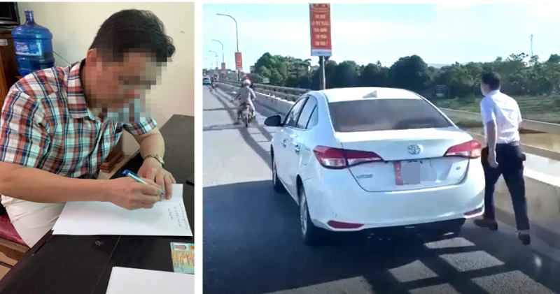 Dừng xe ô tô trên cầu thả đồ phóng sinh, người đàn ông bị phạt 13,5 triệu đồng -0