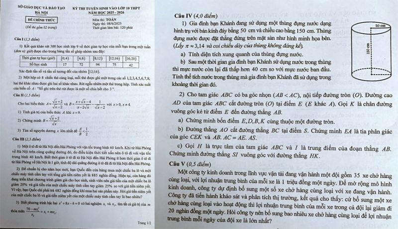 Đề thi Toán vào lớp 10 đổi mới, phát huy tốt năng lực của thí sinh -0