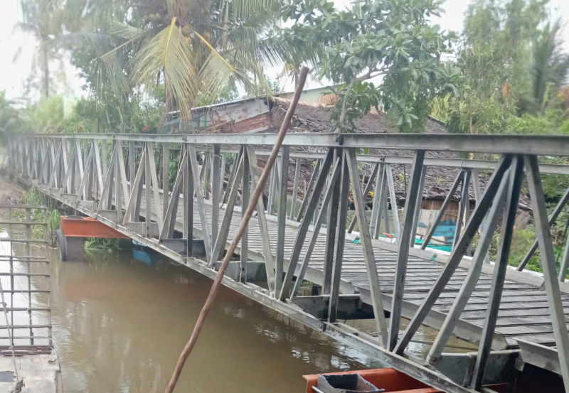 Chủ phương tiện khắc phục xong cầu nông thôn ở Sóc Trăng bị sập do xe tải gây ra -0
