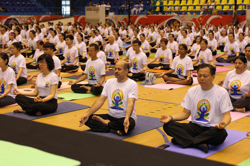 Đại sứ Ấn Độ đồng diễn Yoga với người dân Việt Nam -0