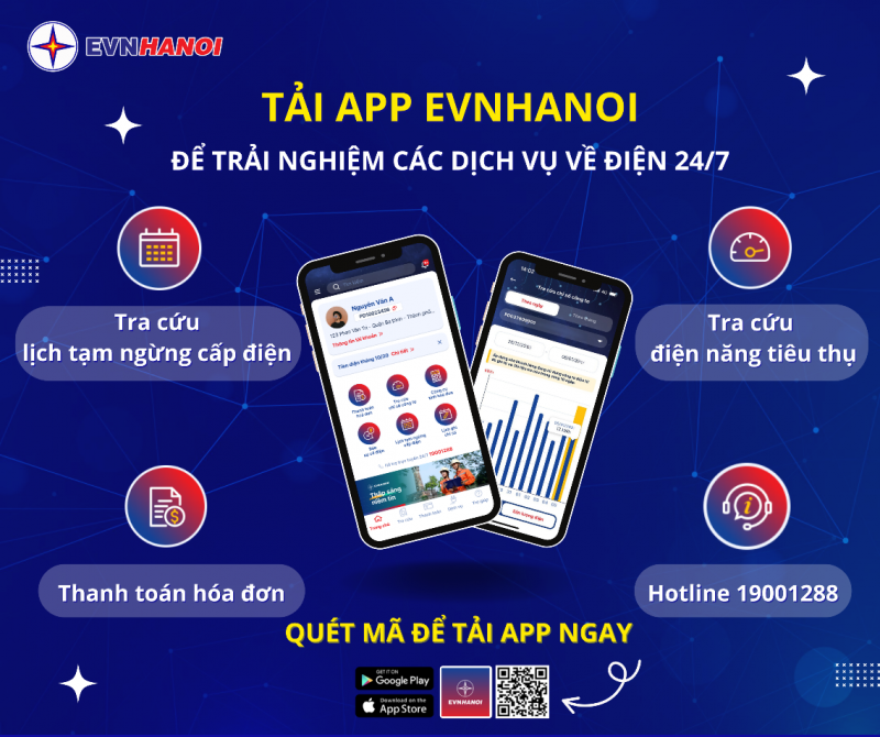 Theo dõi và tiết kiệm điện dễ dàng với App EVNHANOI -0