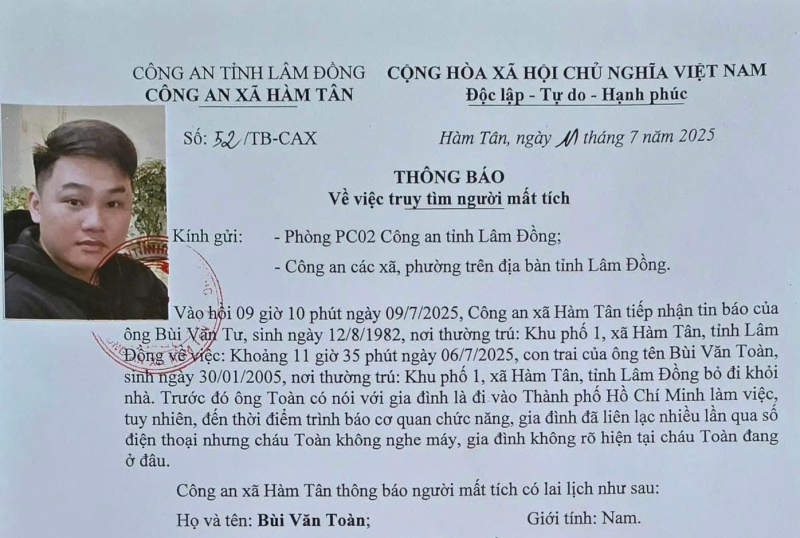 Truy tìm thanh niên mất liên lạc nhiều ngày qua -0