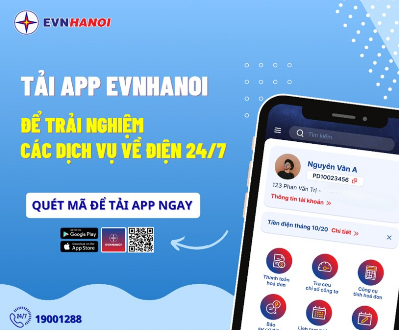 Chủ động theo dõi lượng điện tiêu thụ qua App EVNHANOI -0
