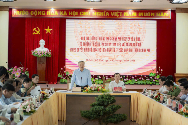 Phó Thủ tướng Thường trực Chính phủ Nguyễn Hòa Bình làm việc với Ban Thường vụ Thành ủy Huế -0
