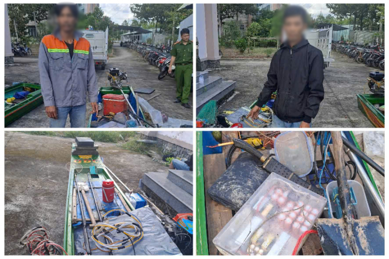 Bắt quả tang 2 kẻ đào ao cá của người để vào kích điện trộm -0