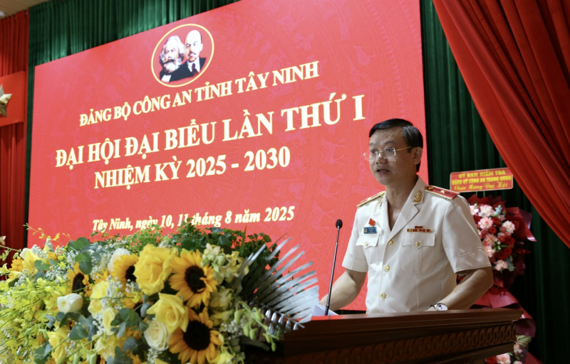Thứ trưởng Trần Quốc Tỏ dự Đại hội Đảng bộ tại Công an tỉnh Tây Ninh -0