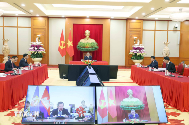 Tổng Bí thư Tô Lâm điện đàm với Chủ tịch Đảng Nhân dân Campuchia Hun Sen -1