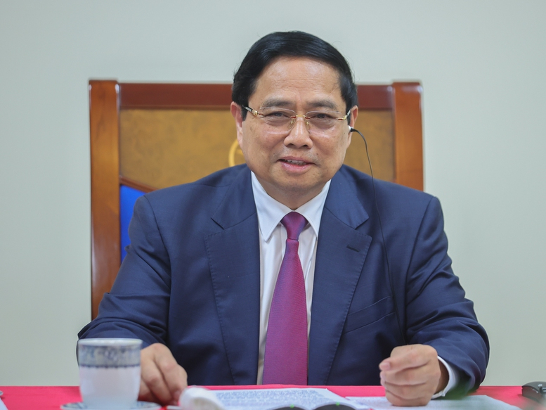 Thủ tướng Phạm Minh Chính điện đàm với Thủ tướng Campuchia Hun Manet -0