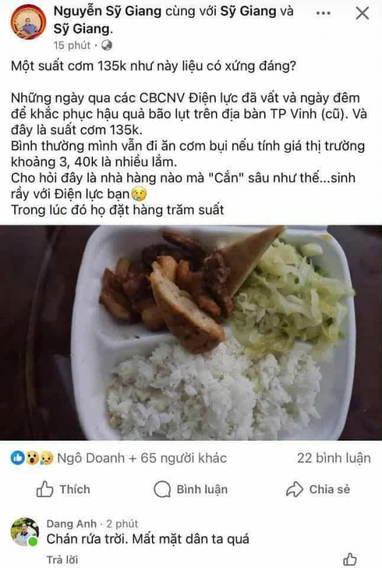 Xôn xao suất cơm “nhà nghèo” giá cao công nhân điện lực ăn vội khi đang khắc phục hậu quả bão số 5? -0