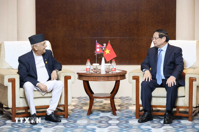 Thủ tướng Phạm Minh Chính hội kiến Thủ tướng Nepal Khadga Prasad Sharma Oli -0