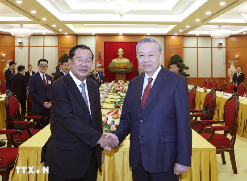 Tổng Bí thư Tô Lâm gặp Chủ tịch Đảng Nhân dân Campuchia -0