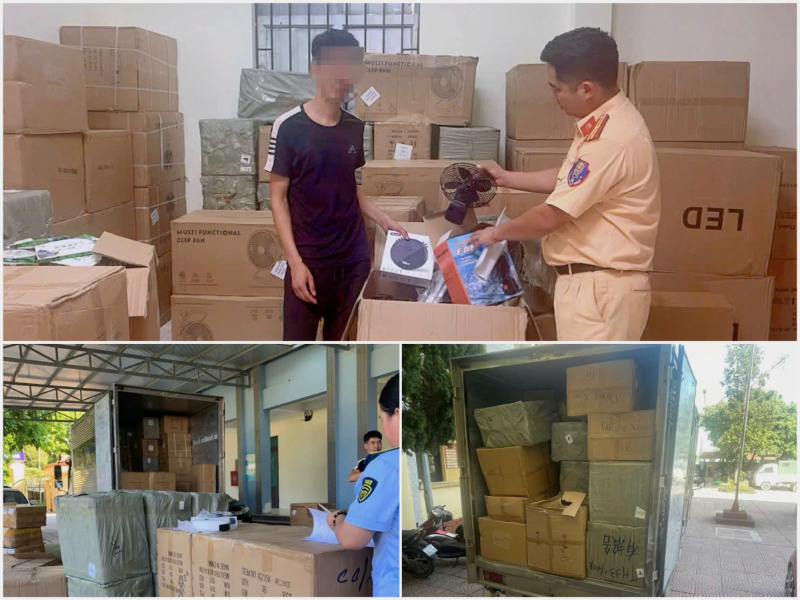 Xe tải chật kín hàng lậu bị CSGT phát  -0