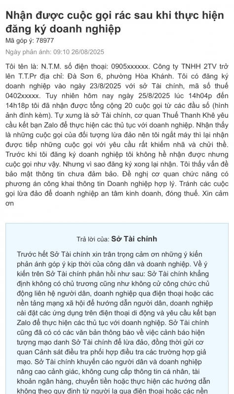  Đà Nẵng: Mạo danh cán bộ tài chính, thuế ép doanh nghiệp kết bạn Zalo để “quấy rối” -0
