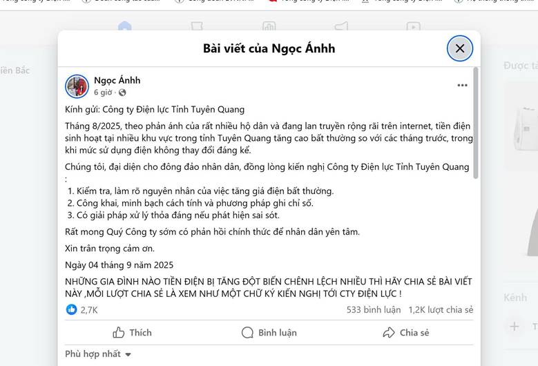 EVNNPC cảnh báo về việc lan truyền thông tin “copy” kiến nghị liên quan đến tiền điện tháng 8 -0