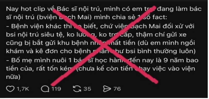“Câu tương tác”, người phụ nữ bị xử lý vì thông tin sai sự thật về bác sĩ nội trú tại Bệnh viện Bạch Mai -0
