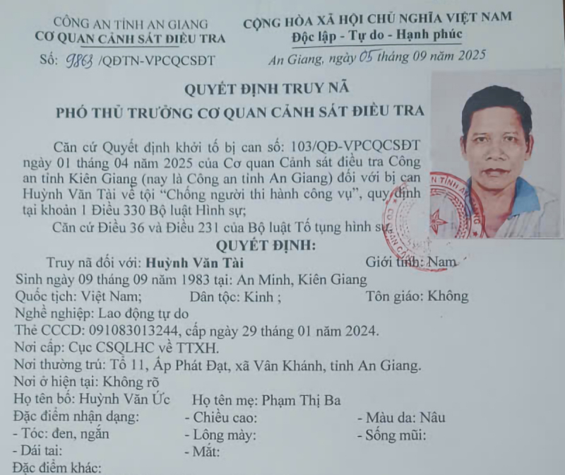 Truy nã đối tượng chống người thi hành công vụ trên biển -0
