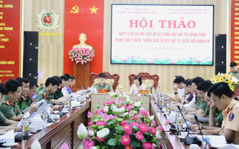 Nghệ An: Tổ chức Hội thảo góp ý các dự án luật do Bộ Công an chủ trì soạn thảo trình cho ý kiến, thông qua tại kỳ họp thứ 10, Quốc hội Khoá XV -0