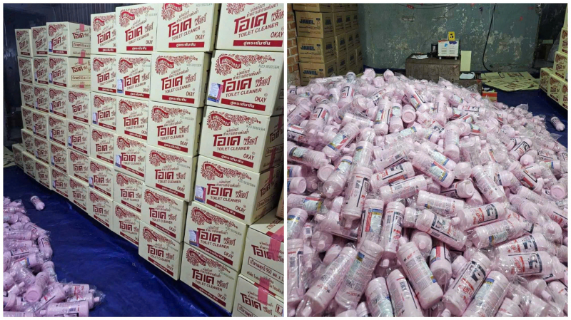 Triệt phá đường dây sản xuất, buôn bán hàng giả nhãn hiệu nước tẩy O.K -0