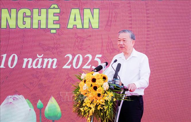 Tổng Bí thư Tô Lâm dự lễ khởi công trường nội trú liên cấp Na Ngoi, tỉnh Nghệ An -0