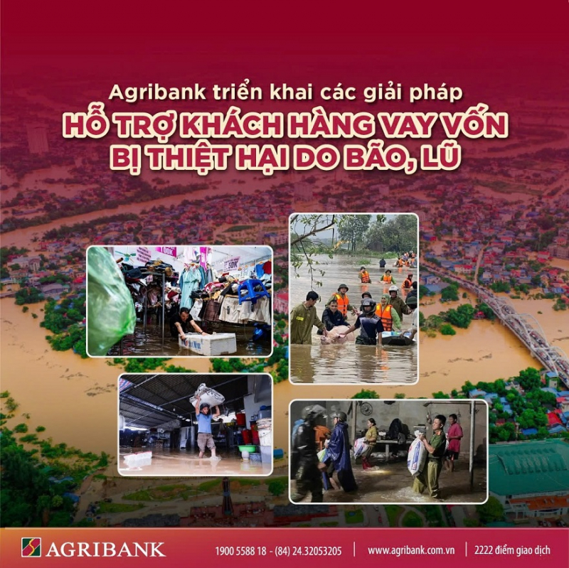 Agribank giảm tới 2%/năm lãi suất cho vay hỗ trợ khách hàng bị ảnh hưởng, thiệt hại do bão, lũ -0