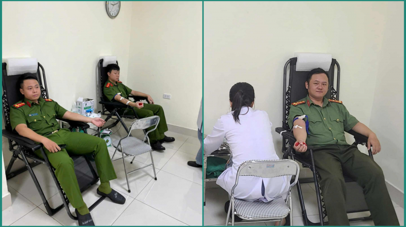 Công an phường Chiềng Cơi hiến máu cứu người -0