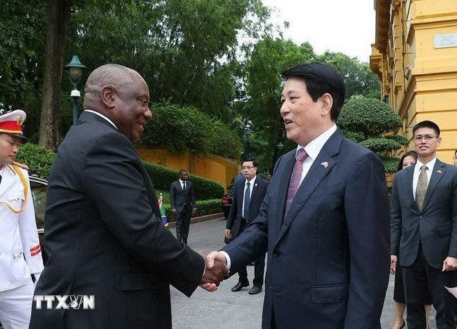 Chủ tịch nước Lương Cường chủ trì Lễ đón cấp Nhà nước Tổng thống Nam Phi -0