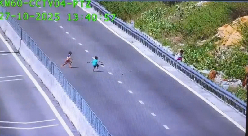 3 रागलाई किशोर मज़ाक करने और पत्थर फेंकने के लिए राजमार्ग के बीच में चले गए -0