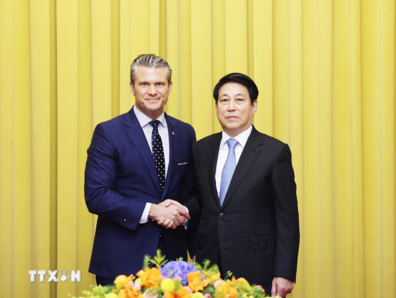 Chủ tịch nước Lương Cường tiếp Bộ trưởng Bộ Chiến tranh Hoa Kỳ -0