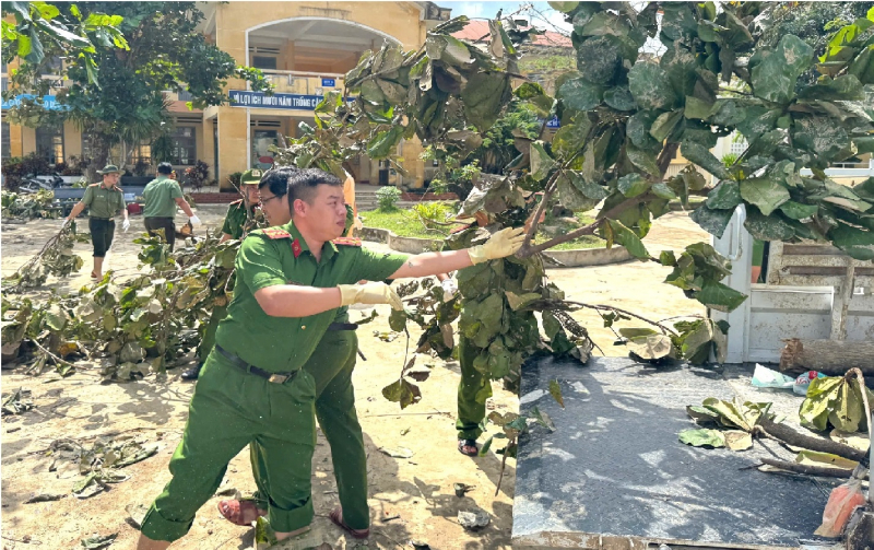 Tăng cường lực lượng Công an khắc phục hậu quả cơn bão số 13 -0