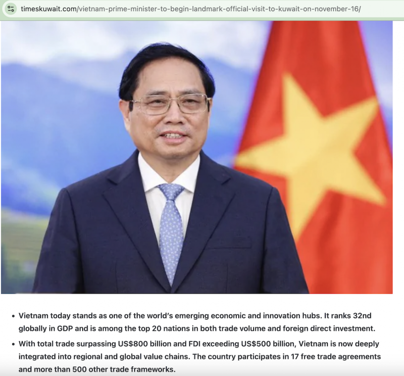 Báo chí Kuwait nhấn mạnh ý nghĩa lịch sử chuyến thăm của Thủ tướng Phạm Minh Chính -0