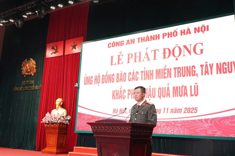 Công an Hà Nội phát động ủng hộ đồng bào miền Trung, Tây Nguyên khắc phục hậu quả mưa lũ -0