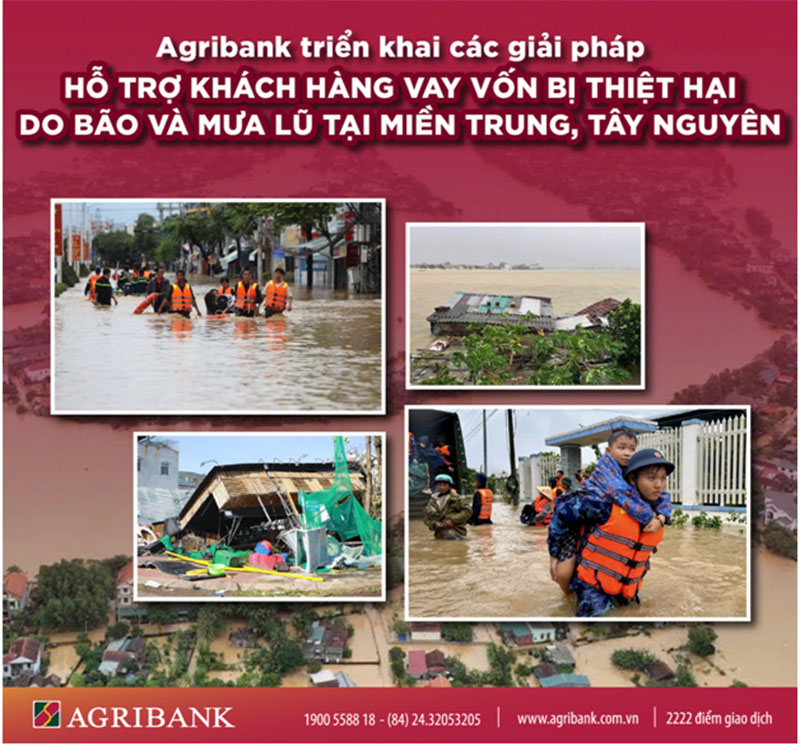 Agribank tiếp tục giảm tới 2%/năm lãi suất cho vay hỗ trợ khách hàng bị thiệt hại do bão lũ -0