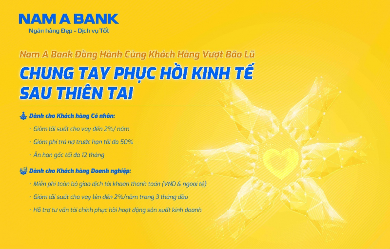 Nam A Bank giảm lãi suất cho vay lên đến 2% cho khách hàng ảnh hưởng thiên tai -0
