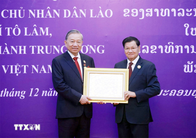 Trao Huân chương Vàng Quốc gia của nước CHDCND Lào tặng Tổng Bí thư Tô Lâm -0
