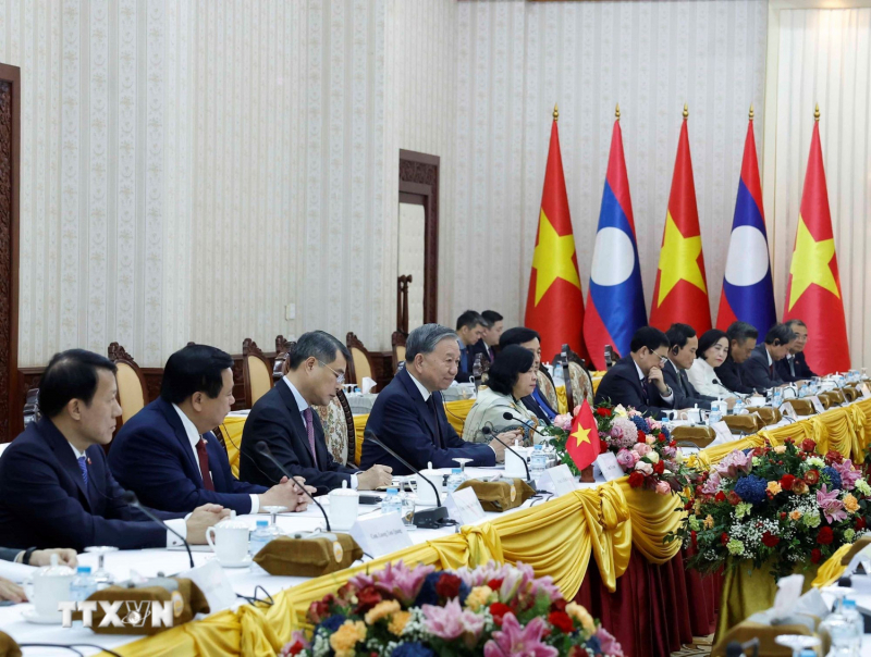 Tổng Bí thư Tô Lâm hội kiến Thủ tướng Lào Sonexay Siphandone -0