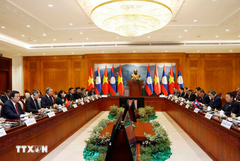 Tổng Bí thư Tô Lâm hội kiến Chủ tịch Quốc hội Lào, nâng tầm quan hệ Việt-Lào