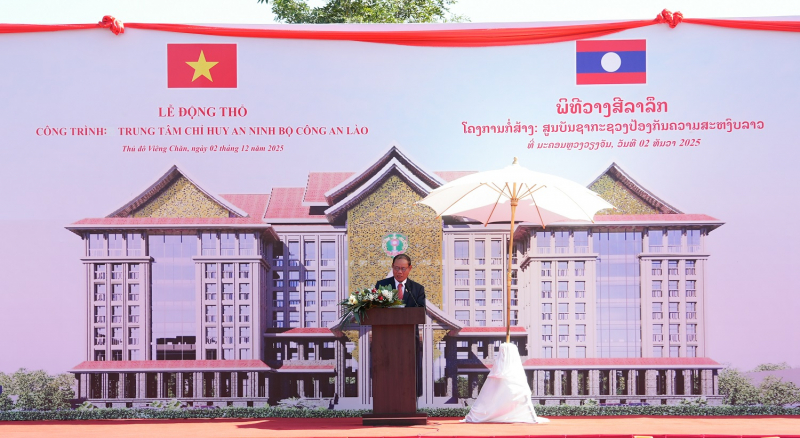 Lễ động thổ công trình Trung tâm chỉ huy An ninh Bộ Công an Lào -0