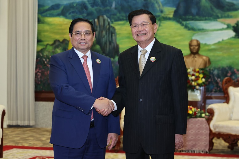 Thủ tướng Phạm Minh Chính hội kiến Tổng Bí thư, Chủ tịch nước Lào -0