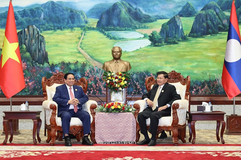 Thủ tướng Phạm Minh Chính hội kiến Tổng Bí thư, Chủ tịch nước Lào -0