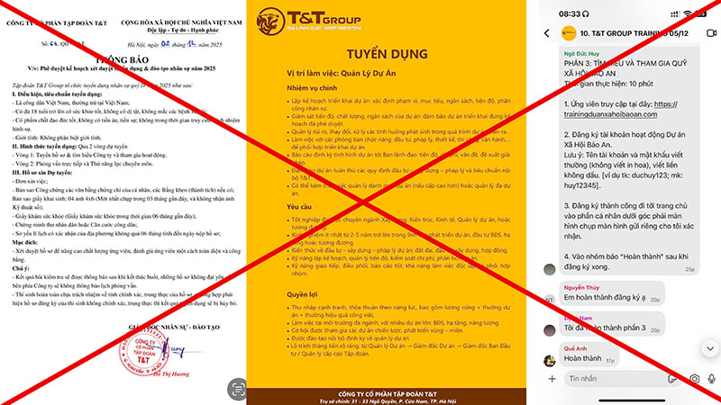 Cảnh giác trước chiêu trò giả mạo tuyển dụng T&T Group trên mạng xã hội để lừa đảo -0
