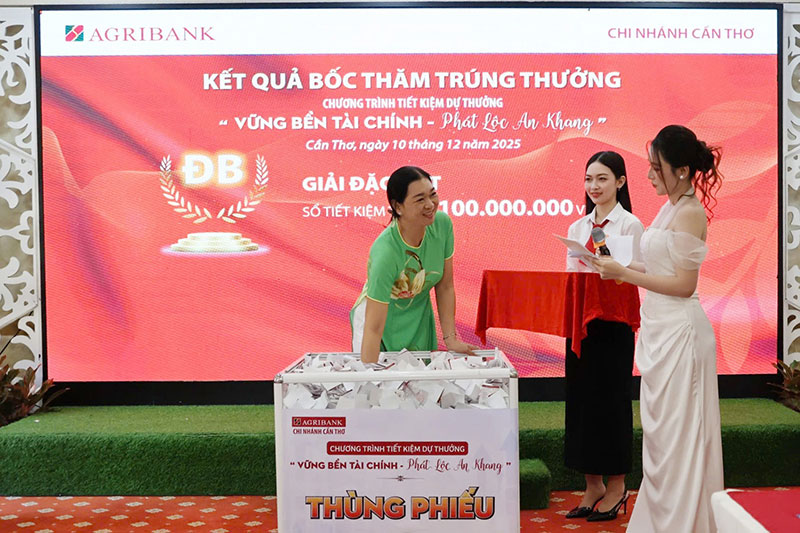 Agribank Cần Thơ bốc thăm chương trình tiết kiệm dự thưởng 