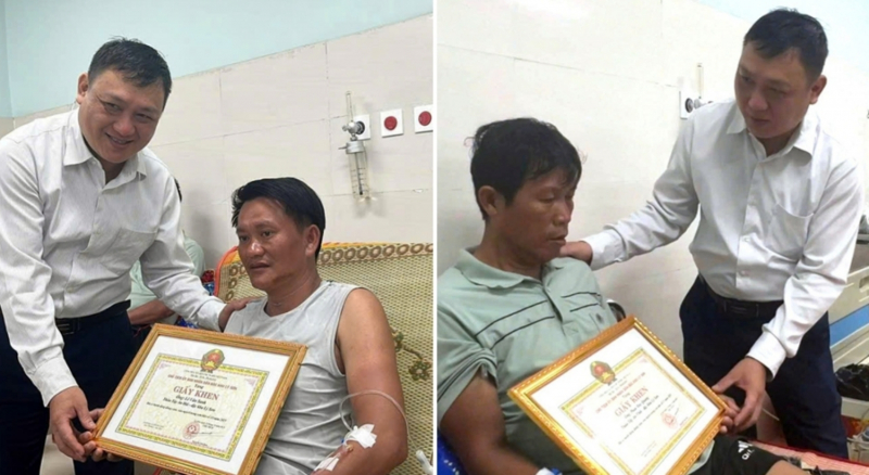 Doi locuitori din Ly Son care au salvat oameni în timpul furtunii nr. 13 au fost decorați cu Medalia Curajului -0