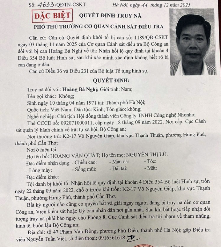 Truy nã đặc biệt Chủ tịch HĐTV Công ty TNHH Công nghệ NhoNho -0