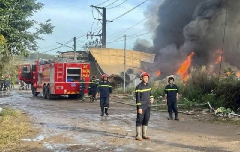 ក្រុមហ៊ុនឈើមួយកន្លែងដែលមានទំហំជាង ១៥០០ ម៉ែត្រការ៉េត្រូវបានឆេះ និងដួលរលំ។